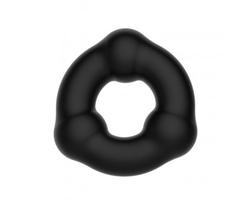Черное эрекционное кольцо с 3 шариками