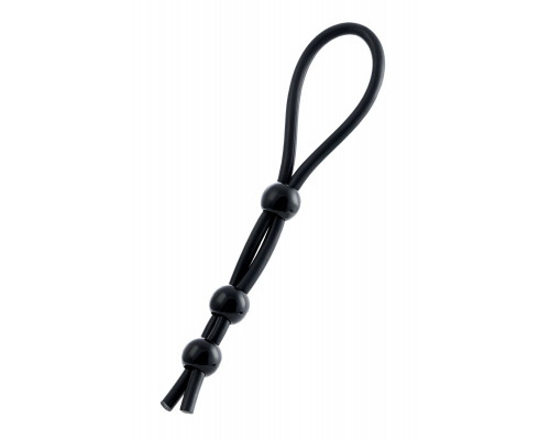 Заказать Черное лассо на пенис с тремя бусинами