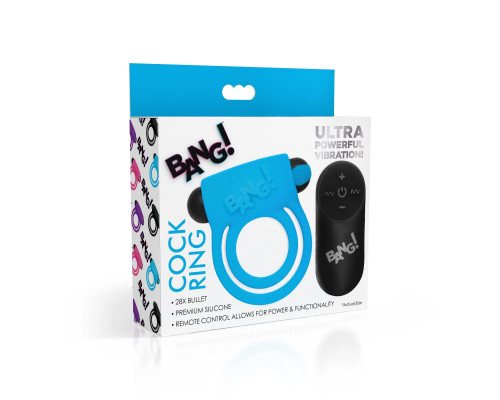 Заказать Голубое эрекционное виброкольцо 28X Remote Control Vibrating Cock Ring   Bullet
