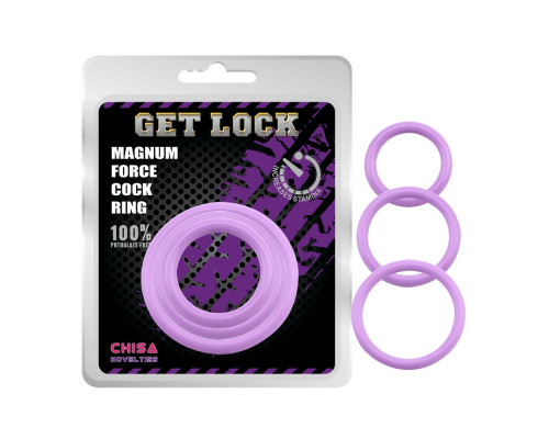 Заказать Набор из 3 сиреневых эрекционных колец Magnum Force Cock Ring