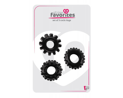 Заказать Набор из 3 черных эрекционных колец SET OF 3 COCKRINGS