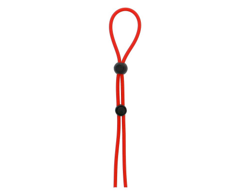 Заказать Красное лассо на пенис с двумя бусинами STRETCHY LASSO CAGE