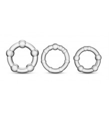 Набор из 3 прозрачных эрекционных колец Stay Hard Beaded Cockrings