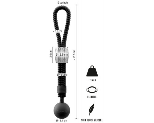 Заказать Черное эрекционное лассо с шариком-утяжелителем Heavy Rope