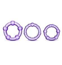 Набор из 3 фиолетовых эрекционных колец Stay Hard Beaded Cockrings