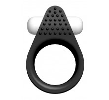 Чёрное эрекционное кольцо LIT-UP SILICONE STIMU RING 1 BLACK