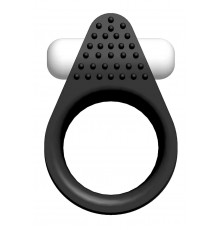 Чёрное эрекционное кольцо LIT-UP SILICONE STIMU RING 1 BLACK