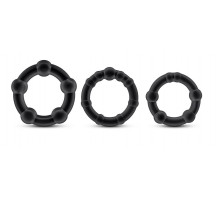 Набор из 3 чёрных эрекционных колец Stay Hard Beaded Cockrings