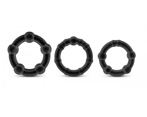 Заказать Набор из 3 чёрных эрекционных колец Stay Hard Beaded Cockrings