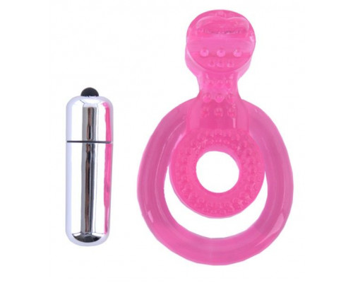 Заказать Розовая вибронасадка со стимулятором клитора  Язычок