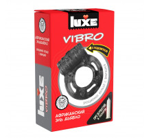Чёрное эрекционное виброкольцо Luxe VIBRO «Африканский Эль Дьябло» + презерватив