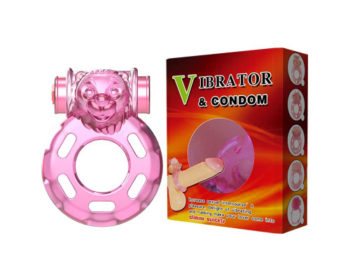 Заказать Розовое эрекционное кольцо с вибрацией Pink Bear
