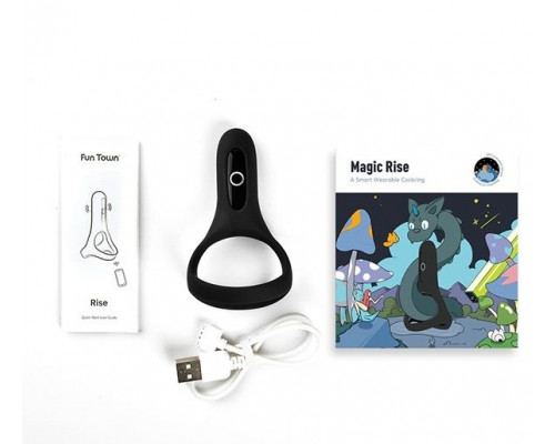 Заказать Черное виброкольцо Magic Motion Rise с подхватом мошонки