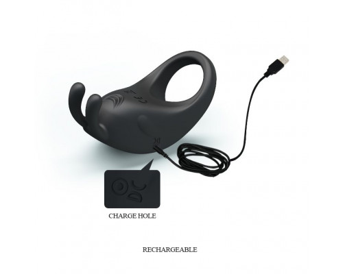 Заказать Чёрное эрекционное кольцо с вибрацией Rabbit Vibrator