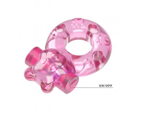 Заказать Розовое эрекционное виброкольцо с мишкой на вибропуле