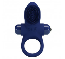 Синее эрекционное виброкольцо в клиторальной щеточкой