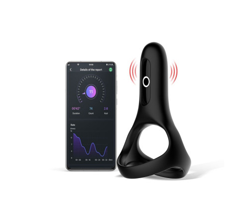 Заказать Черное виброкольцо Magic Motion Rise с подхватом мошонки