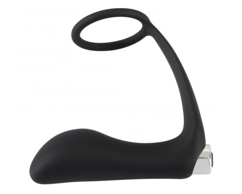 Заказать Черное эрекционное кольцо с анальной вибропробкой Vibrating Ring   Plug
