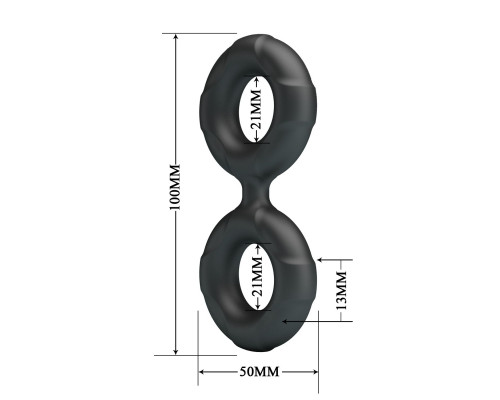 Черное двойное эрекционное кольцо Radwan
