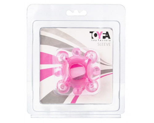 Розовое эрекционное кольцо c бусинками