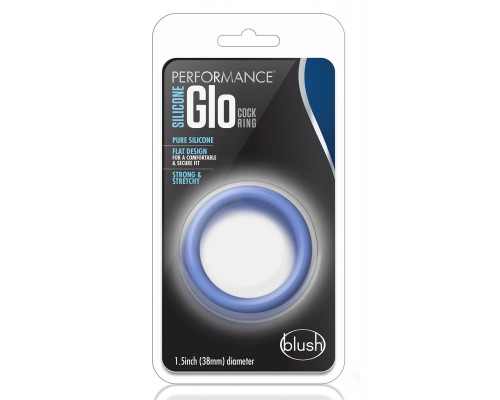 Голубое люминесцентное кольцо Silicone Glo Cock Ring