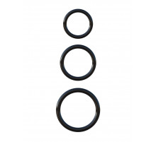 Набор из трех черных эрекционных колец Silicone 3-Ring Stamina Set