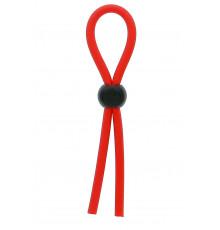 Красное эрекционное лассо с одной бусинкой-утяжкой STRETCHY THICK LASSO