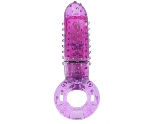 Заказать Фиолетовое эрекционное кольцо с вибрацией и пальчиком OYEAH PURPLE