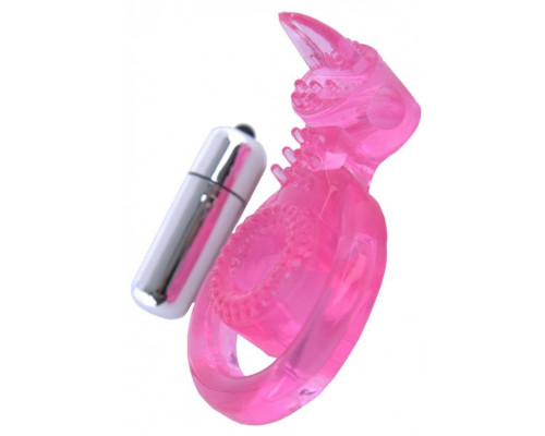Заказать Розовая вибронасадка со стимулятором клитора  Язычок