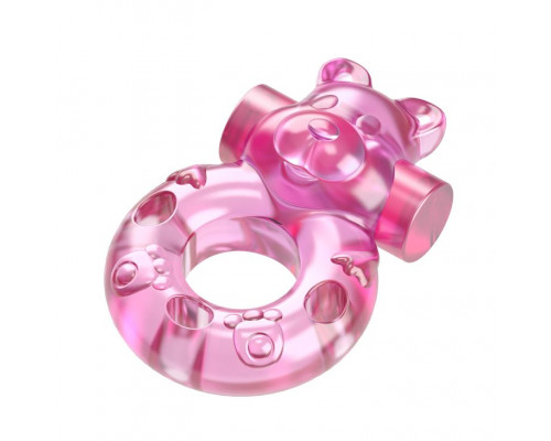 Заказать Розовое эрекционное виброкольцо на пенис Pink Bear