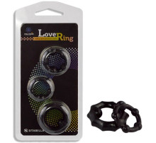 Набор из 3 черных рельефных эрекционных колец