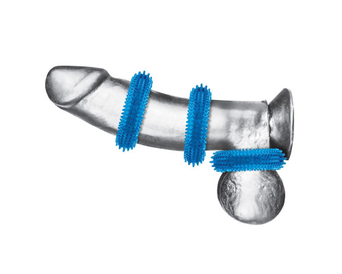 Заказать Комплект из трех голубых колец для эрекции 3-Pack Ultra-Stim Stretch Cock Rings