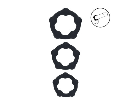 Набор из 3 эрекционных колец Beaded Silicone Cockring Set