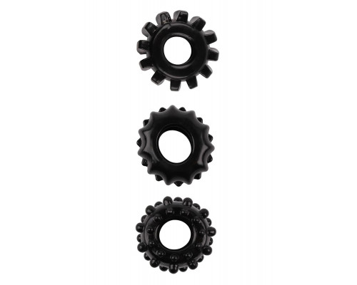 Заказать Набор из 3 черных эрекционных колец SET OF 3 COCKRINGS
