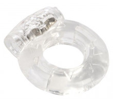 Толстое прозрачное эрекционное кольцо с вибратором