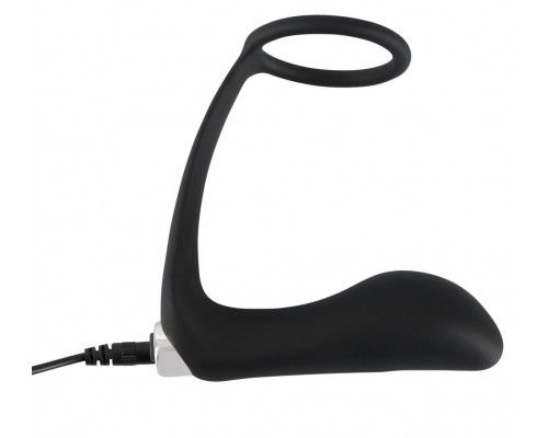 Заказать Черное эрекционное кольцо с анальной вибропробкой Vibrating Ring   Plug