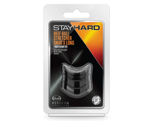 Черное эрекционное кольцо на мошонку Beef Ball Stretcher Snug X Long