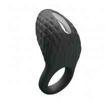 Черное эрекционное виброкольцо с рельефным дизайном Heloise