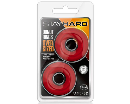 Заказать Набор из 2 красных эрекционных колец DONUT RINGS OVERSIZED