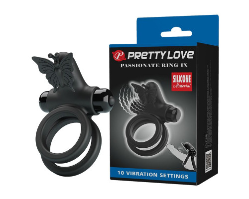 Заказать Черное эрекционное виброкольцо Passionate Ring IX