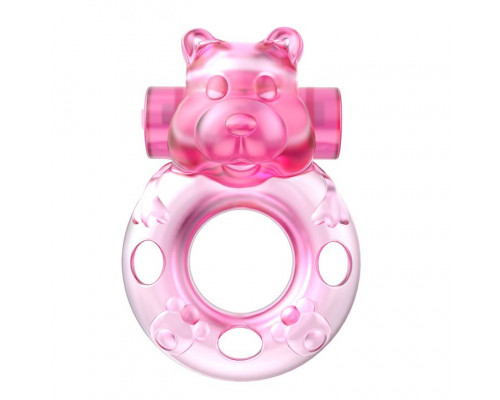 Заказать Розовое эрекционное виброкольцо на пенис Pink Bear
