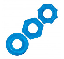 Комплект из трех голубых колец для эрекции 3-Pack Nuts   Bolts Stretch Cock Ring Set