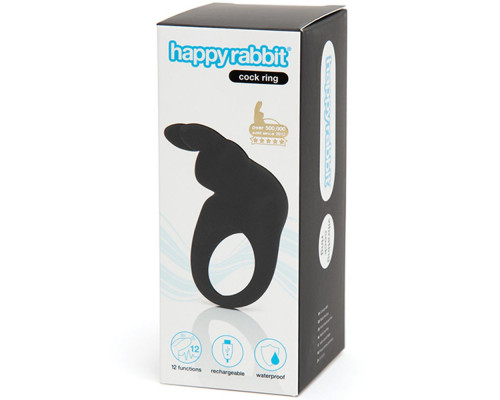 Заказать Черное эрекционное виброкольцо Happy Rabbit Rechargeable Rabbit Cock Ring