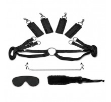 Черный набор БДСМ для фиксации на кровати