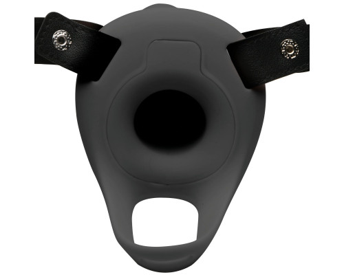 Черный полый страпон с вибрацией 2’’ Erection 28X Smooth Vibrating Silicone Penis Sheath