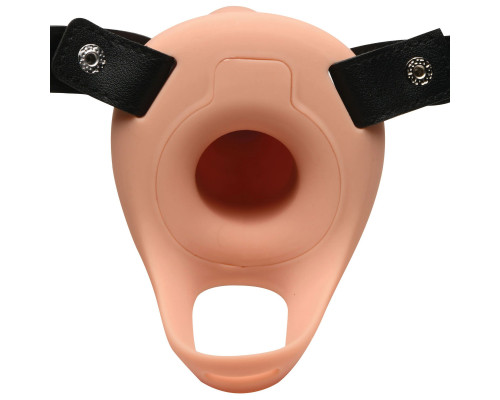 Заказать Телесный полый страпон 2  Erection 28X Smooth Vibrating Silicone Penis Sheath - 16 см.