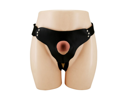 Телесный полый мужской страпон Stark - 17,5 см.