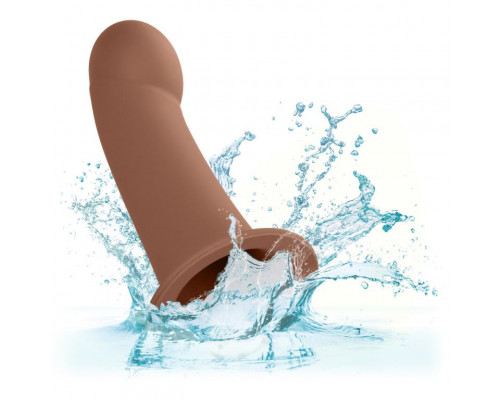 Заказать Коричневый фаллопротез из силикона Extension with Harness - 15,75 см.