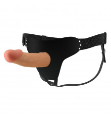 Телесный полый мужской страпон Stark - 17,5 см.