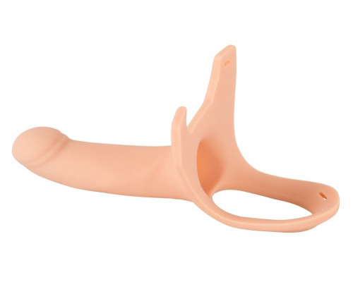 Заказать Силиконовый полый страпон на ремнях Silicone Strap-on - 16 см.